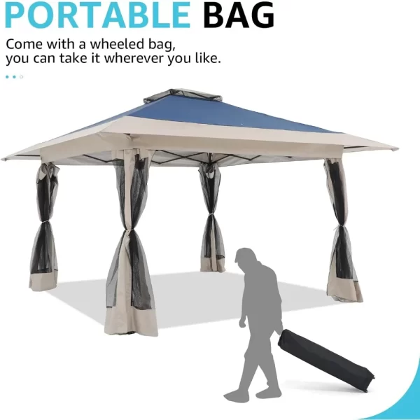 13’x13’ Pop Up Gazebo, Outdoor Canopy Tent Shade with Metal Frame Mosquito Netting - Image 2