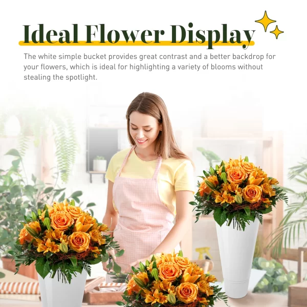 3 Layers Flower Display Stand Movable Modern Metal Plant Shelf with 12Pcs Flower Buckets - Image 26