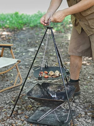 Portable Detachable Vertical Tripod Grill Barbecue Grill Bracket Barbecue Grill Tripod Stand