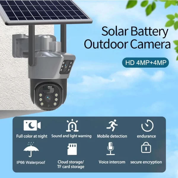 8MP 4K WiFi Solar Camera Outdoor Wireless CCTV Surveillance Camera With Solar Panel - Image 3