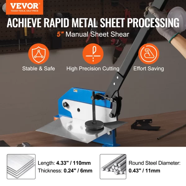 SucceBuy Manual Hand Plate Shear 5"/8"/12"/32" for Metal Sheet Processing Benchtop Cutter - Image 2