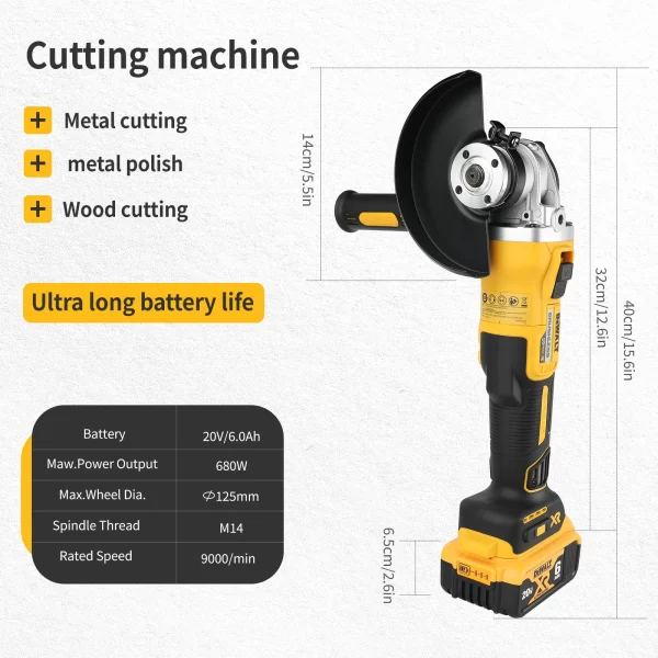 DEWALT DCG405 125mm 18V Lithium Battery Brushless Flat Head Angle Grinder - Image 3