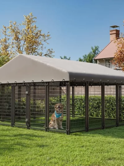 Dog Kennel 10X10FT Outside Heavy-Duty Outdoor Dog Cage with Roof and Double Lock