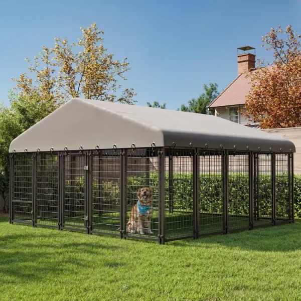 Dog Kennel 10X10FT Outside Heavy-Duty Outdoor Dog Cage with Roof and Double Lock