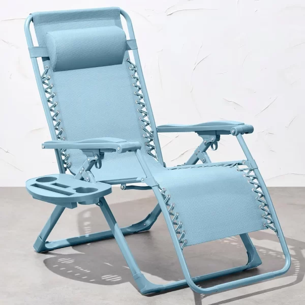 Monochromatic Folding Patio Recliner w/Side Tray - Image 9