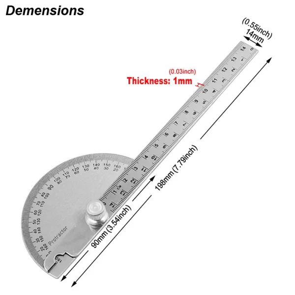 Angle Meter Measure Protractor Ruler Metal Finder 180 Degree Guage - Image 2