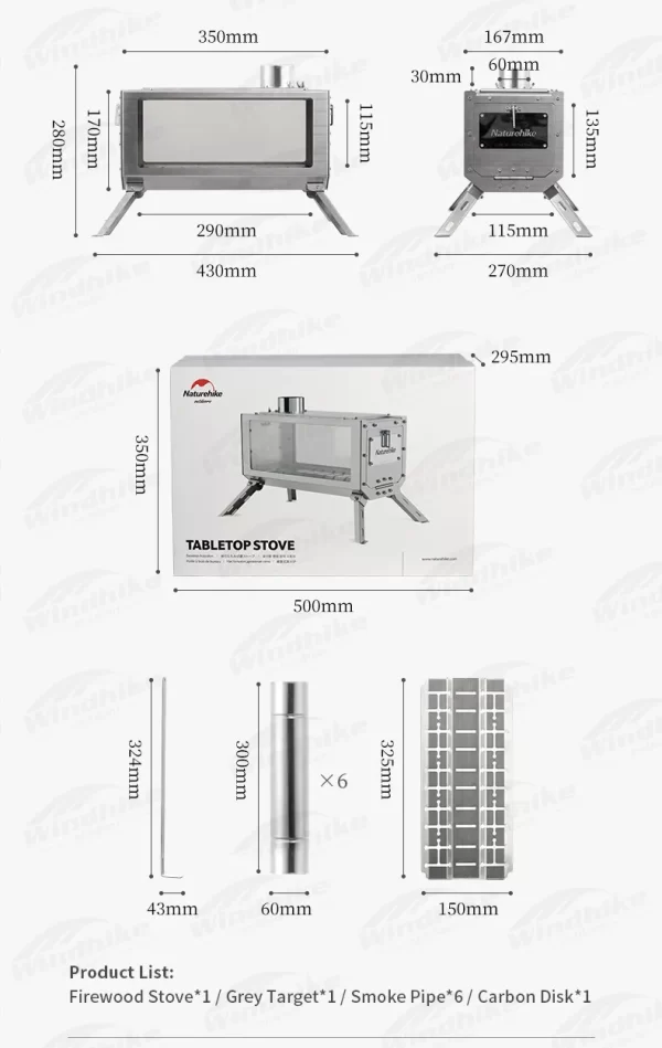Naturehike Desktop Firewood Stove Detachable Winter Tent Heating Stove - Image 24
