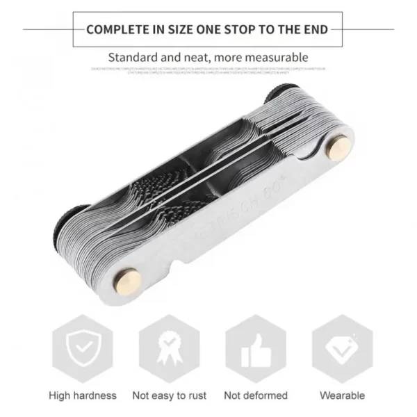 58 in 1 Thread Gauge Pitch Scale Stainless Steel High Precision Metric Britain America 55-60 Degree - Image 12