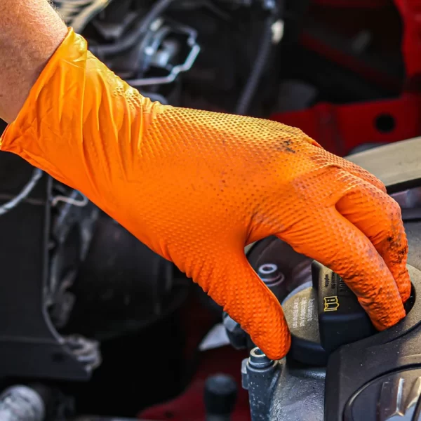 Heavy Duty Orange Nitrile Gloves 8Mil Industrial Disposable Gloves - Image 12