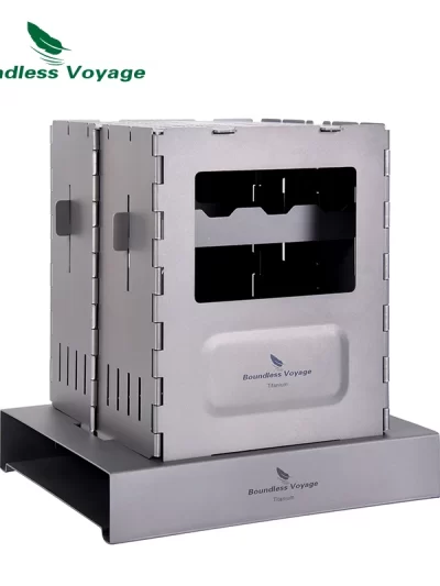 Boundless Voyage Outdoor Titanium Folding Wood Stove With Pot Bracket Camping Charcoal Burner