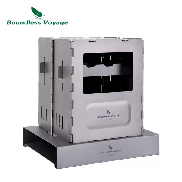 Boundless Voyage Outdoor Titanium Folding Wood Stove With Pot Bracket Camping Charcoal Burner
