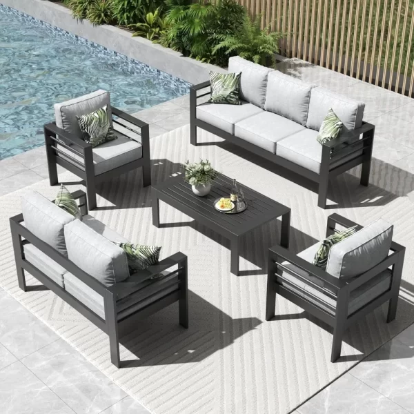 5 Pieces Modern Aluminum Patio Furniture Set