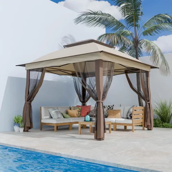 11'X11' Gazebo Pop Up with 4 Sidewalls Mosquito Netting - Image 2