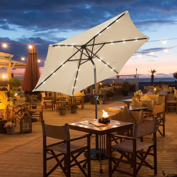 9ft Patio Umbrella with Solar LED Lights, Crank & Tilt - Image 8