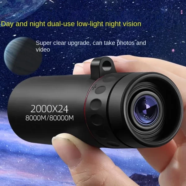 2000x24 HD Monocular Telescope Mini Portable Mobile Phone Telescope with Holder