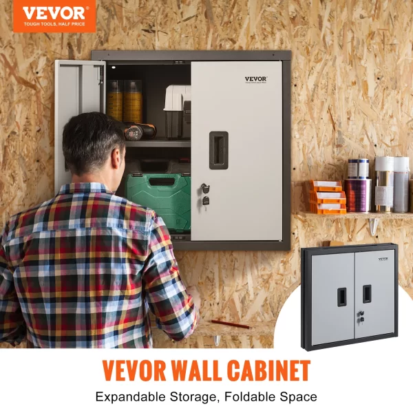 VEVOR Foldable Wall Cabinet Metal Garage Locker Mounted Tool Chest - Image 2