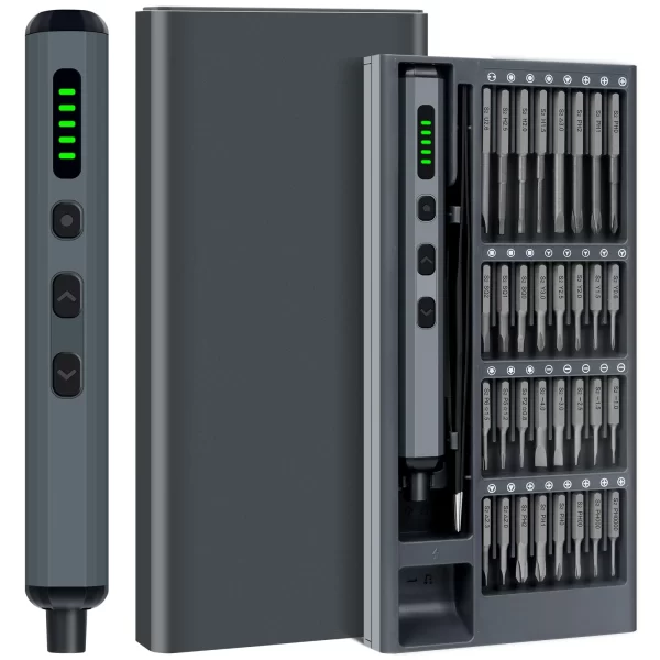 Precision Electric Screwdriver Set 68 in 1 Cordless 64 S2 Precision Drill Bits 5 Torque Settings