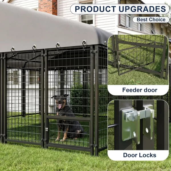 Dog Kennel 10X10FT Outside Heavy-Duty Outdoor Dog Cage with Roof and Double Lock - Image 10