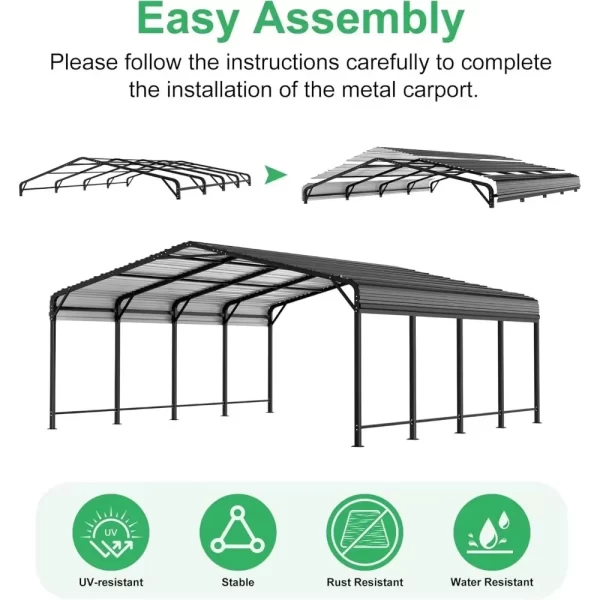 20x20 FT Metal Carport with Heavy Duty Carport Canopy - Image 5