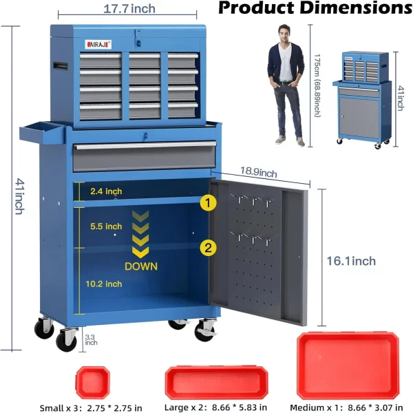 Tool Chest 7-Drawer | 40'' Large Rolling Tool Chest with wheels - Image 2