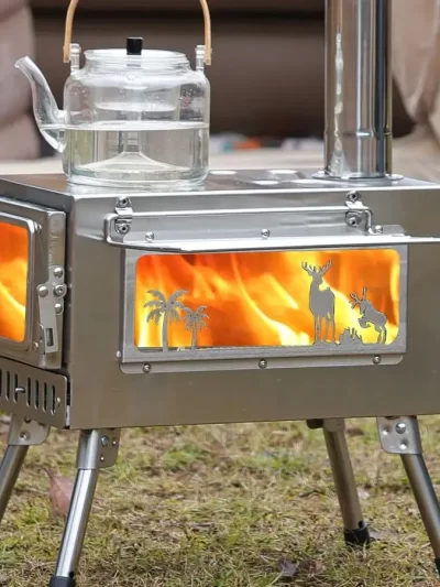 Camping Steel Heating Stove 36x20cm Portable Tent Firewood Stove