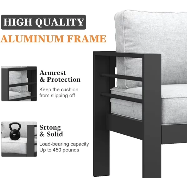 5 Pieces Modern Aluminum Patio Furniture Set - Image 5