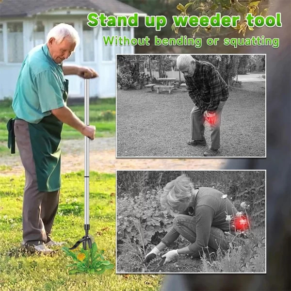 Stand Up Weed Puller Claw Tool Aluminum Alloy Weeding Head - Image 4