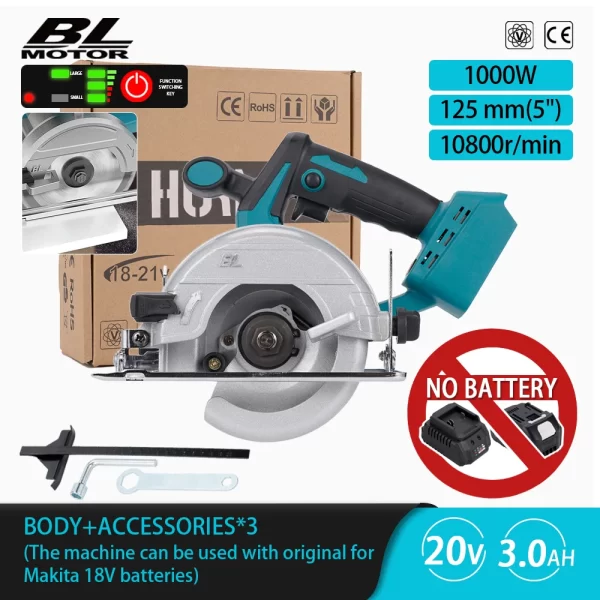 Hormy Brushless 5In Electric Circular Saw 125mm Mini Cordless Makita 18V Lithium Battery - Image 7
