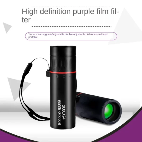 2000x24 HD Monocular Telescope Mini Portable Mobile Phone Telescope with Holder - Image 4