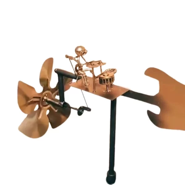 Metal Wind Spinner Metal Drummer Windmill Statue Decorative Wind Power - Image 4