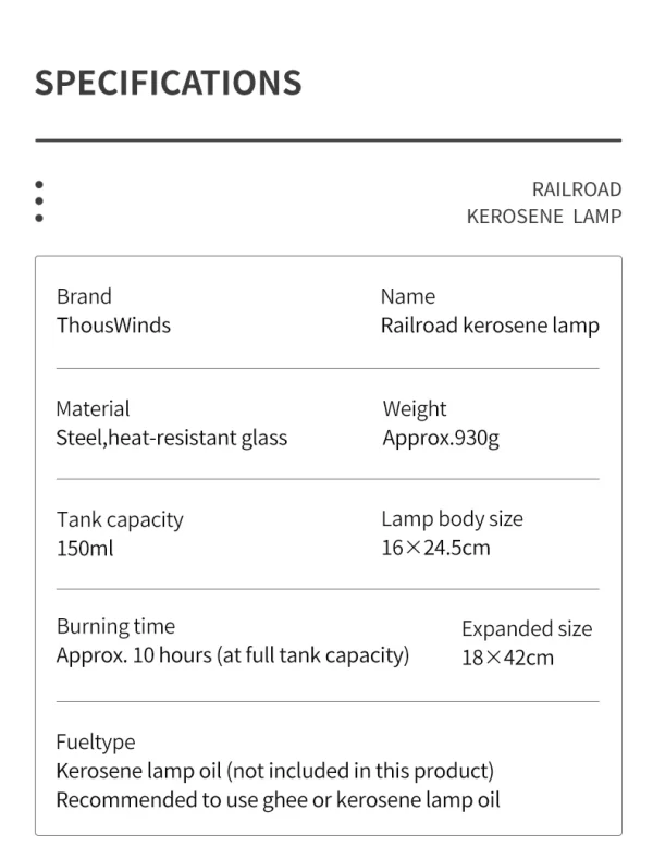 ThousWinds Railroad Camping Lantern Outdoor Lights Emotion Vintage Kerosene Oil Lamp - Image 25