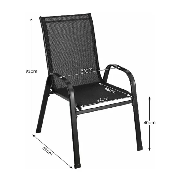 4PCS Garden Chairs Steel-iron+Teslin Fabric Folding High Back Balcony Chair - Image 3
