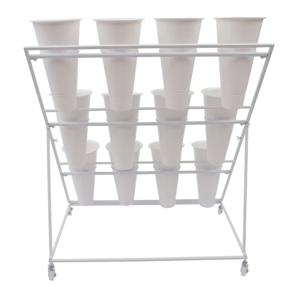 3 Layers Flower Display Stand Movable Modern Metal Plant Shelf with 12Pcs Flower Buckets - Image 17