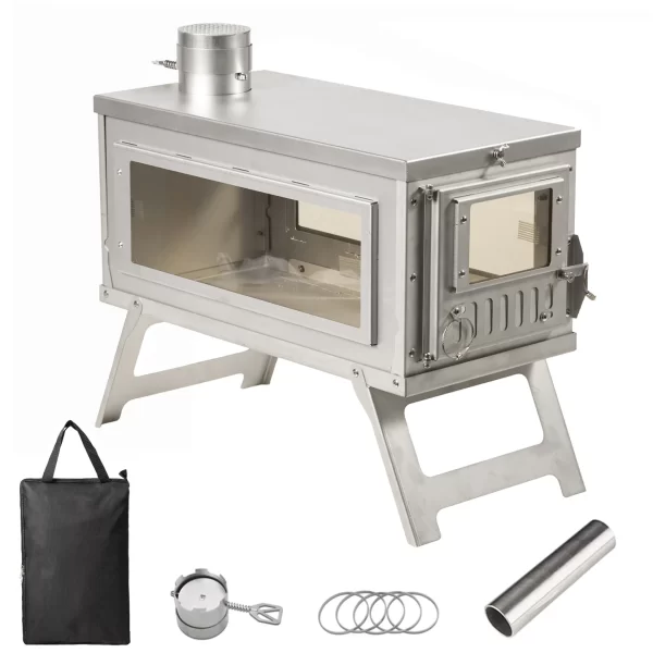 Portable Camping Tent Stove Ultralight Stainless Steel Foldable Wood Burner Stove