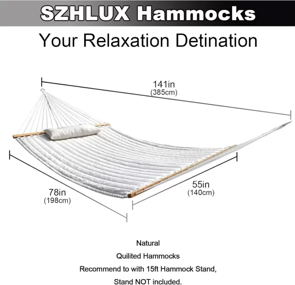 Outdoor Quilted Fabric Hammock with Spreader Bars - Image 9