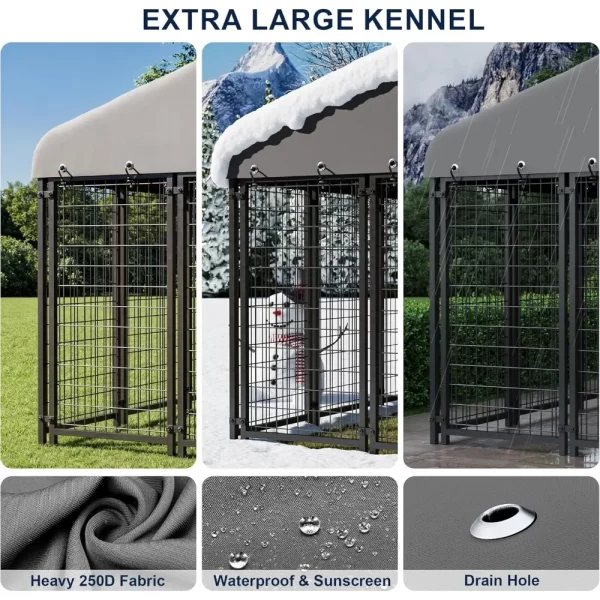Dog Kennel 10X10FT Outside Heavy-Duty Outdoor Dog Cage with Roof and Double Lock - Image 6