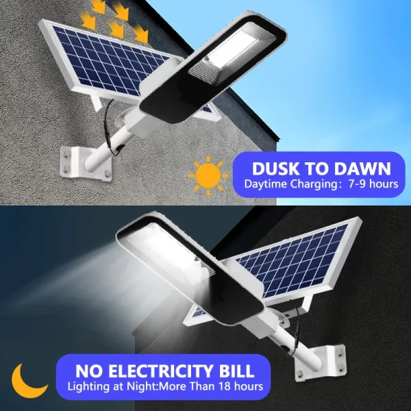 200W Outdoor Solar Street Light 6000mah Automatic Dusk to Dawn Street Light - Image 2
