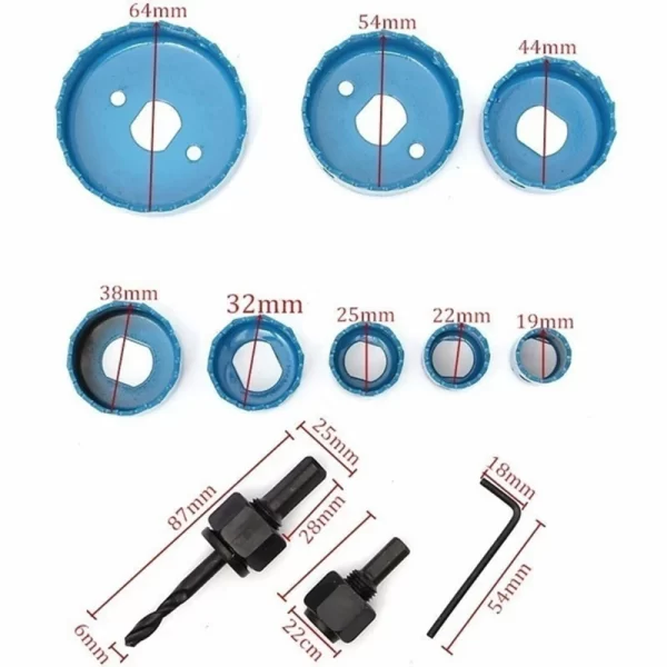 11pcs/set Hole Saw Cutting Set Kit Tools 19-64mm Wood Metal - Image 11