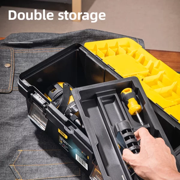 Deli 17in Plastic Tool Box, Storage Organizer with Secure Latch - Image 5