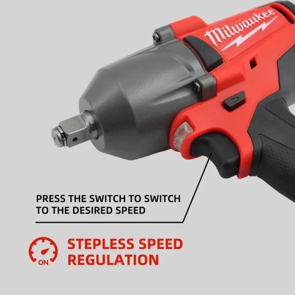 Milwaukee Mid-Torque Impact Professional Wrench 18V Lithium Battery Electric Cordless High Speed - Image 5
