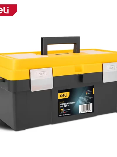 Deli 17in Plastic Tool Box, Storage Organizer with Secure Latch