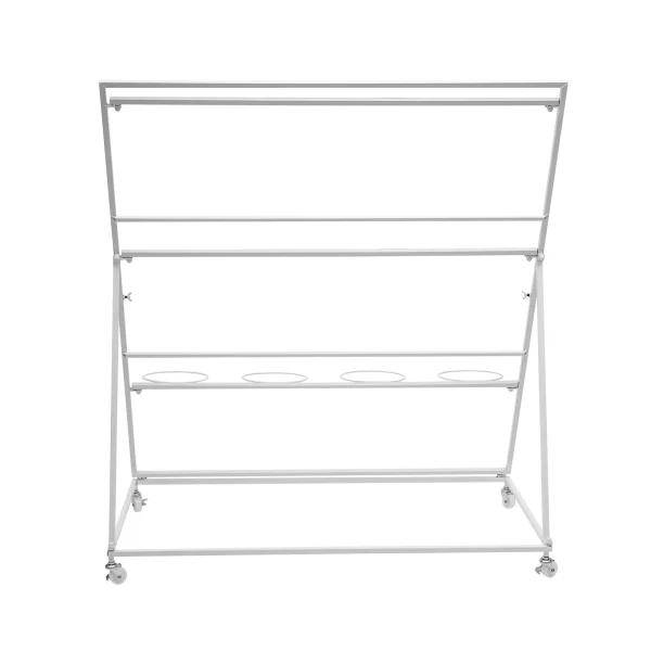 3 Layers Flower Display Stand Movable Modern Metal Plant Shelf with 12Pcs Flower Buckets - Image 43
