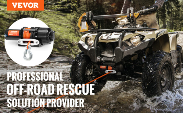 VEVOR 4500lbs ATV/UTV Electric Winch 12V DC with 39 ft Synthetic Rope Wireless & Wired Remote Control IP55 Waterproof - Image 9