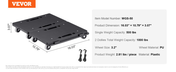 VEVOR 2 Pack Furniture Mover Pallet Trolley 500 lbs Each Count with 4 Wheels - Image 14