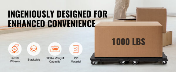 VEVOR 2 Pack Furniture Mover Pallet Trolley 500 lbs Each Count with 4 Wheels - Image 10