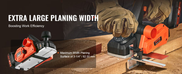 VEVOR Cordless Electric Hand Planer 3-1/4" Width 16500 RPM - Image 9