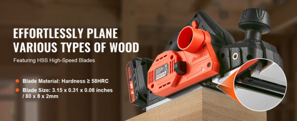 VEVOR Cordless Electric Hand Planer 3-1/4" Width 16500 RPM - Image 10