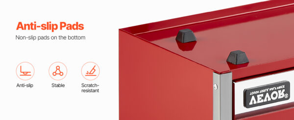 VEVOR 5-Drawer 8.6in Metal Tool Box Red/Black Portable Small Tool Chest - Image 14