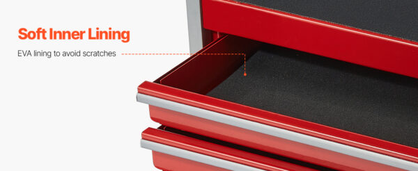 VEVOR 5-Drawer 8.6in Metal Tool Box Red/Black Portable Small Tool Chest - Image 15