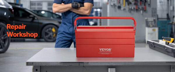 VEVOR 18in Metal Tool Box 3-Tier 5-Tray Portable Folding Tool Chest - Image 14